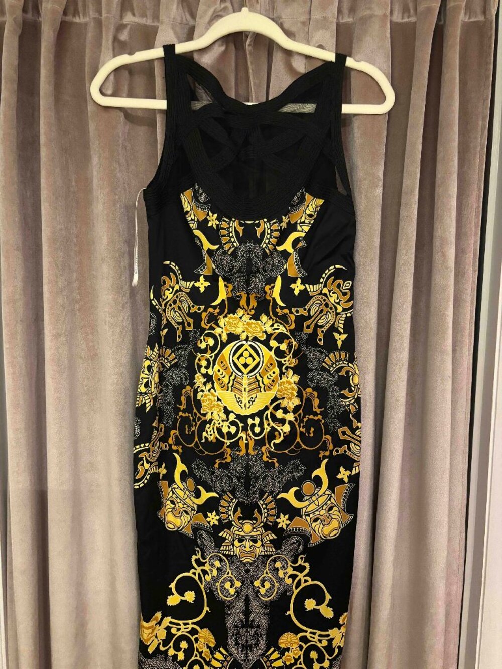 Versace Collection Sheath Dress with Japanese Mask Baroque